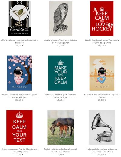 exemple de posters sur zazzle