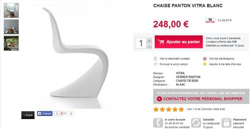 Vente chaise Panton blanche